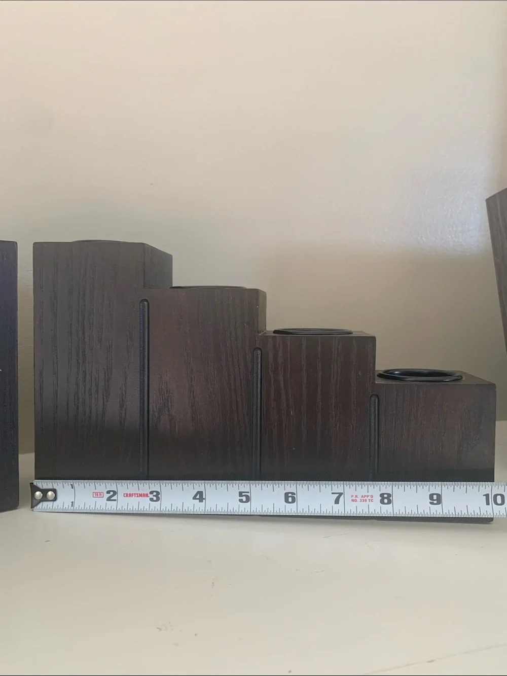 Pier 1 Dark Wood Step Candle Holders - Pair